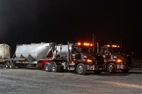 Rahns Concrete: Two Mack Anthem's deliver cement to a ready-mix plant.