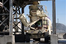 Rahns Concrete: A mixer being loaded with ready-mix concrete.
