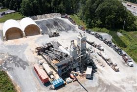 Rahns Concrete: A closer view of the portable concrete plant along I-78.